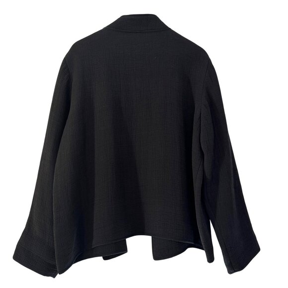Eileen Fisher Women's Rayon/Silk Textured Open Front Black Jacket Cardigan Sz XL - Picture 2 of 9